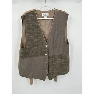 KarLin Womens Vest 2X Patchwork Button Front Made in USA Vintage Menswear